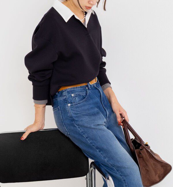 NOLLEY'S sophi「《セットアップ対応》ウォッシャブルポロ衿ダンボールカットソープルオーバー」|Tシャツ・カットソー|ブラック