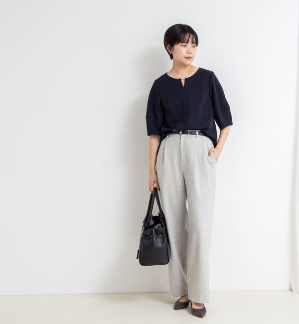 NOLLEY'S sophi「ウォッシャブル両面起毛ヘリンボーン/ストライプセミワイドパンツ」|その他|