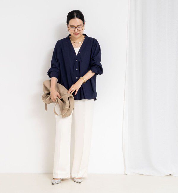 NOLLEY'S sophi「ウォッシャブルタイプライターVネック2WAYシャツ」|シャツ・ブラウス|