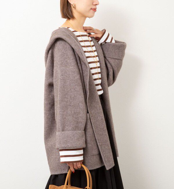 Rie Miller「ハーフ丈フーディー リバー風ニットコート」|その他|