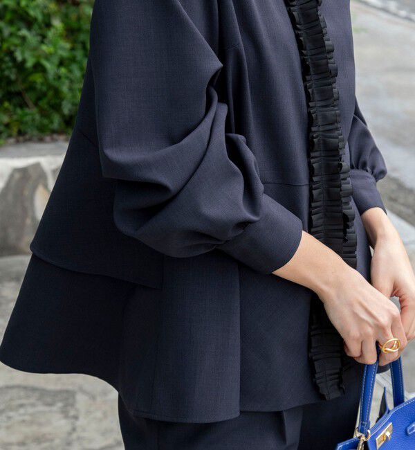 NOLLEY'S「《セットアップ対応》ウォッシャブル衿プリーツペプラムブラウス」|シャツ・ブラウス|