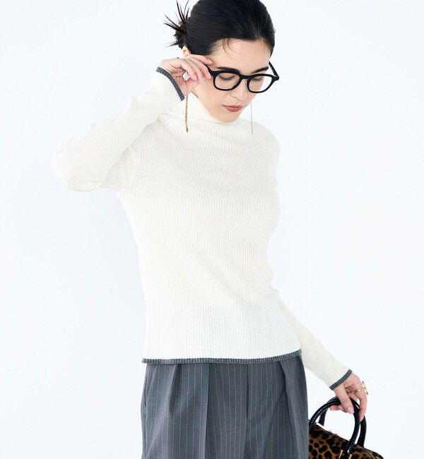 NOLLEY'S「《手洗い可能》3&times;2リブ配色タートルネック」|ニット・セーター|