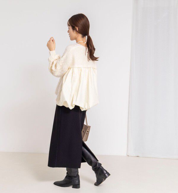 NOLLEY'S「ケーブルニット&times;ファブリックハイブリットトップス」|ニット・セーター|