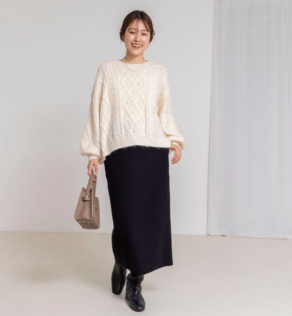 NOLLEY'S「ケーブルニット&times;ファブリックハイブリットトップス」|ニット・セーター|