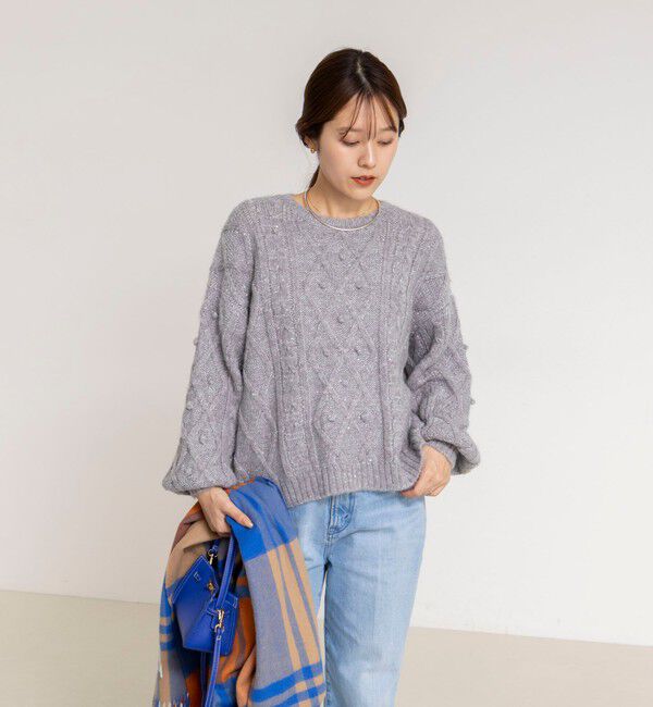 NOLLEY'S「ケーブルニット&times;ファブリックハイブリットトップス」|ニット・セーター|