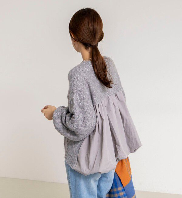 NOLLEY'S「ケーブルニット&times;ファブリックハイブリットトップス」|ニット・セーター|