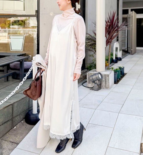 NOLLEY'S sophi「ウォッシャブルトリミングレースサテンキャミワンピース」|ワンピース|