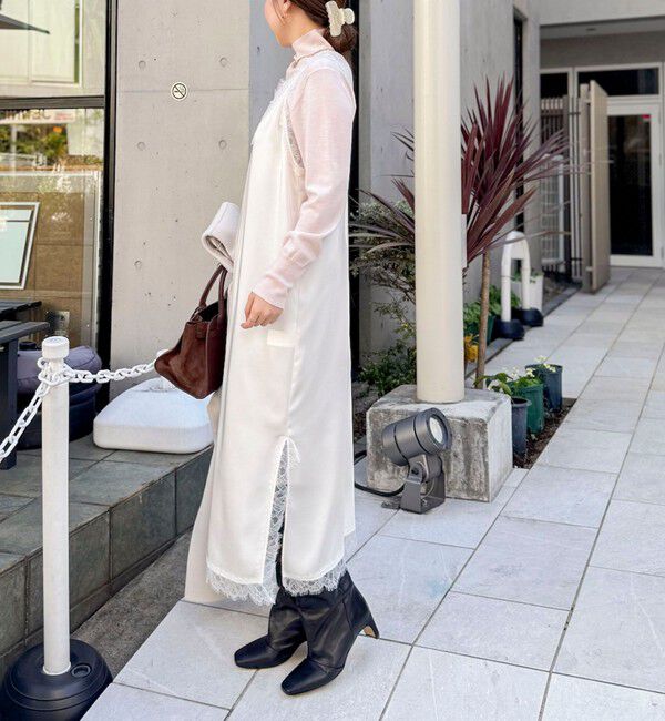 NOLLEY'S sophi「ウォッシャブルトリミングレースサテンキャミワンピース」|ワンピース|