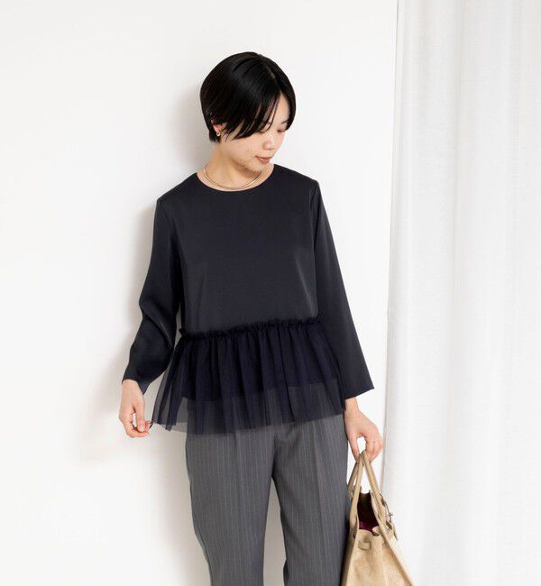 NOLLEY'S「ウォッシャブルオトナサテンペプラムブラウス」|シャツ・ブラウス|