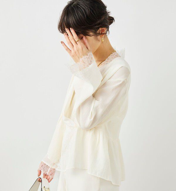 NOLLEY'S sophi「ウォッシャブルレーストリミングオーガンジーブラウス」|シャツ・ブラウス|