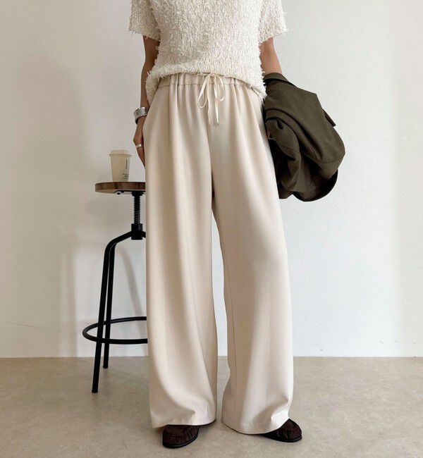 fredy emue「【リピーター続出！/高身長サイズあり】とろみWarmストレートイージーパンツ」|チノ|アイボリー