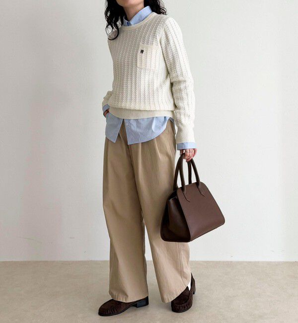 fredy emue「FR刺繍ケーブル柄ちびポケニットプルオーバー」|ニット・セーター|