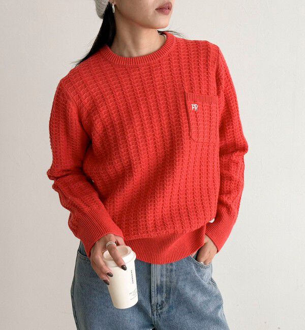 fredy emue「FR刺繍ケーブル柄ちびポケニットプルオーバー」|ニット・セーター|