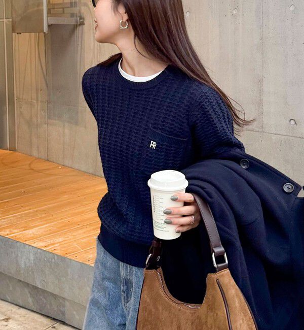 fredy emue「FR刺繍ケーブル柄ちびポケニットプルオーバー」|ニット・セーター|