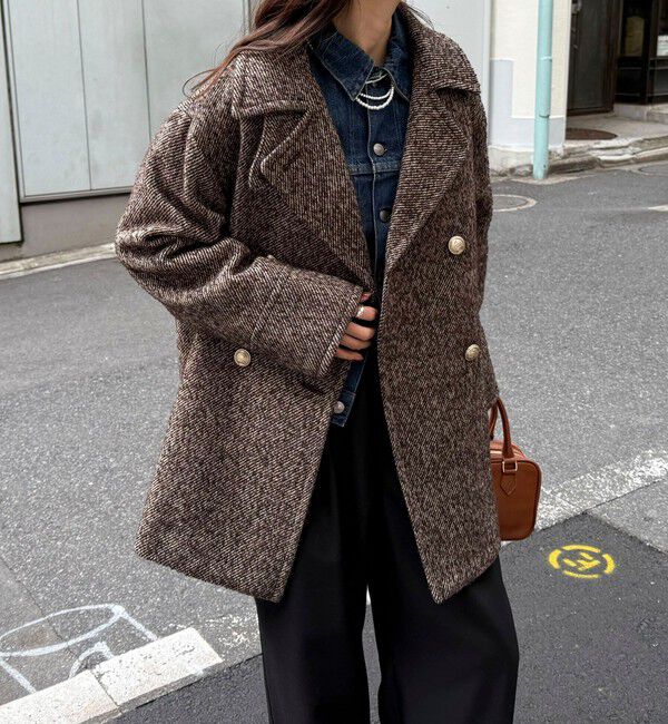 fredy emue「【リバイバル/新色追加】ウール混ミドル丈Pコート」|ピーコート|ベージュ系その他