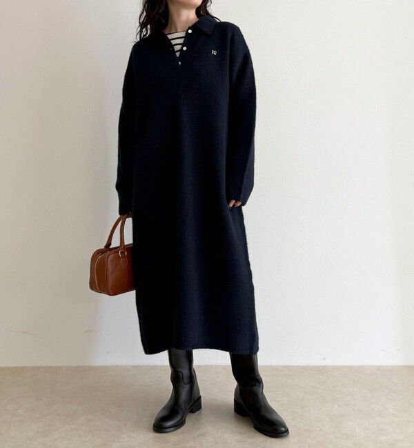 fredy emue「FR刺繍衿付きニットワンピース」|ワンピース|