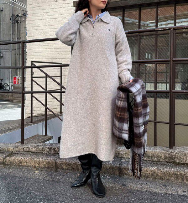 fredy emue「FR刺繍衿付きニットワンピース」|ワンピース|