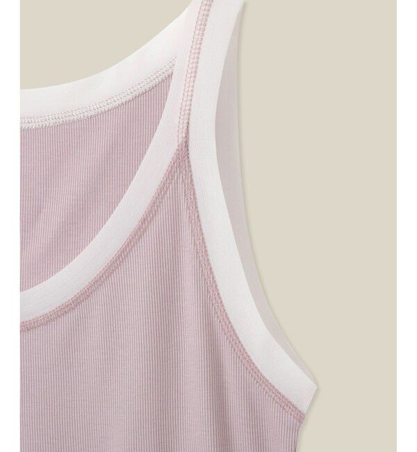 ROPE「【WEB・一部店舗限定】【接触冷感/UVカット】チュールコンビテレコタンクトップ」|タンクトップ|