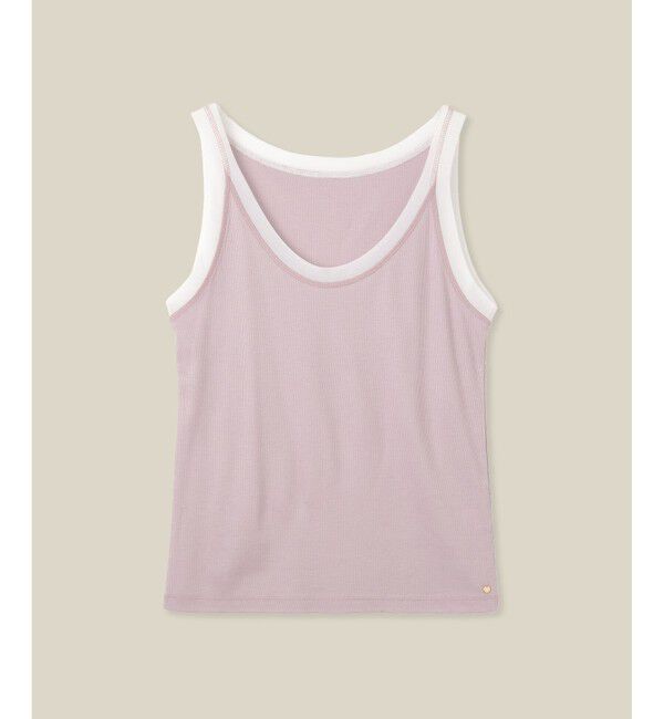 ROPE「【WEB・一部店舗限定】【接触冷感/UVカット】チュールコンビテレコタンクトップ」|タンクトップ|ピンク(63)