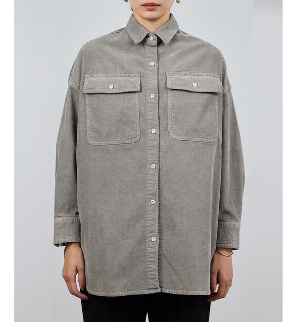 ROPE「【Healthy denim(ヘルシーデニム）】一部別注Almondコーデュロイビッグシャツ/イージーケア」|シャツ・ブラウス|