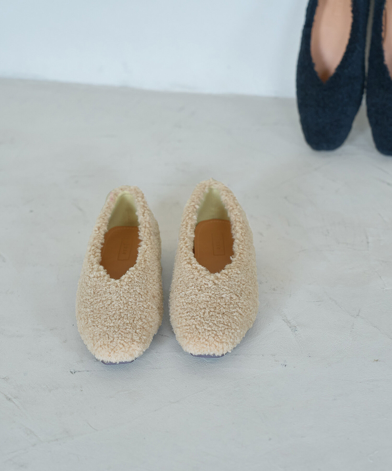 Juze「ボアフラットパンプス」|バレエシューズ|ベージュ系(29)