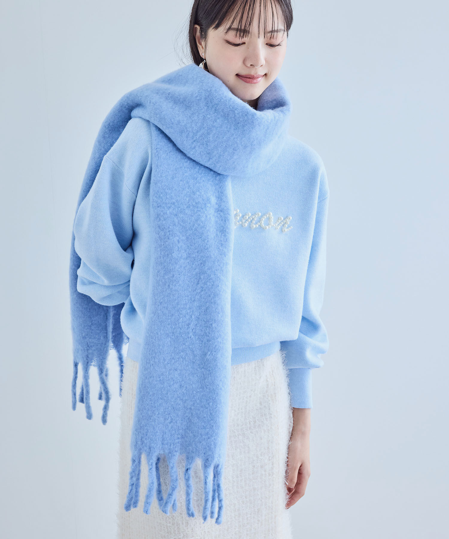 VIS「【リサイクルポリ】ふわふわ太フリンジマフラー」|マフラー|