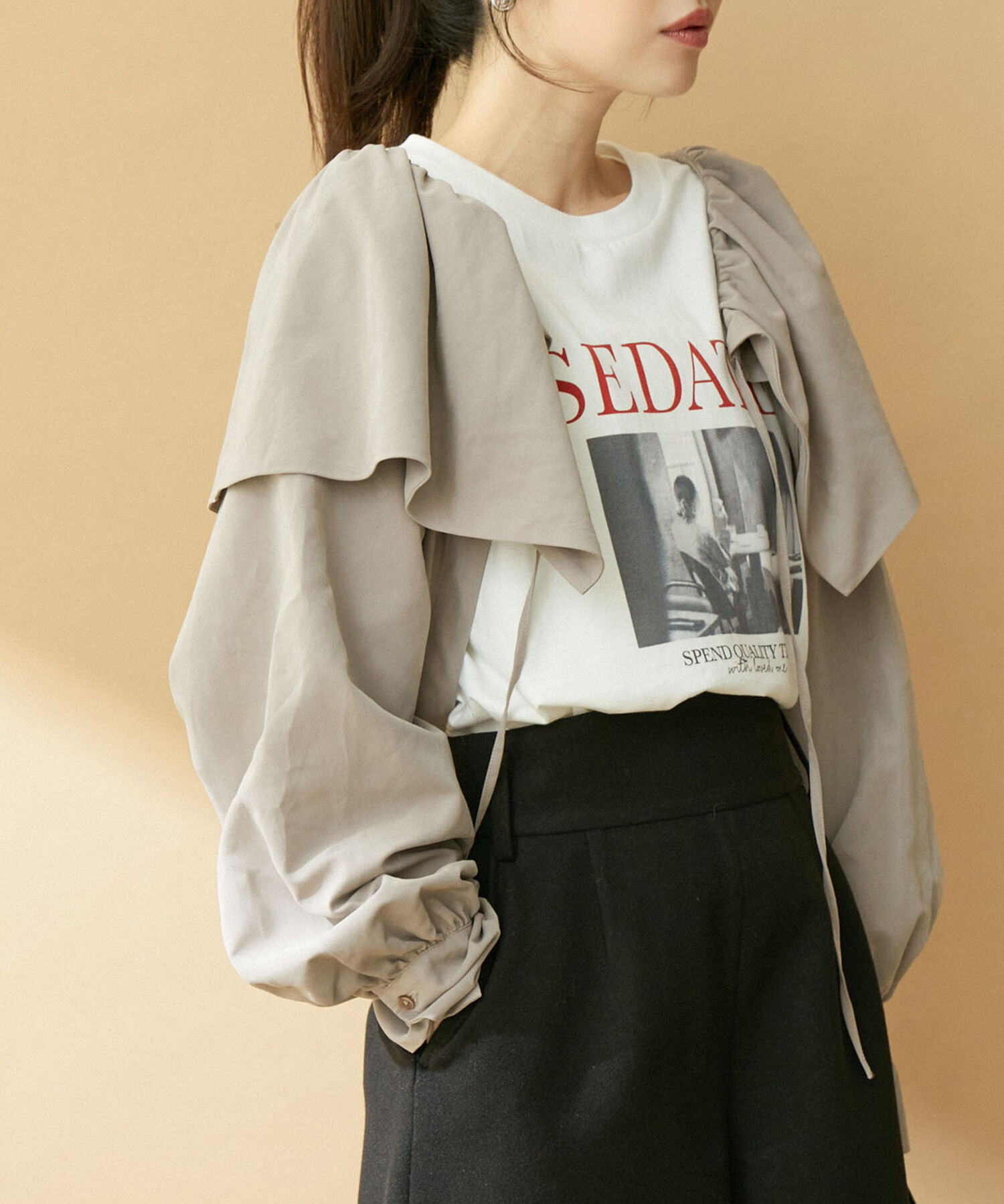 VIS「【上下2WAY】ピーチ起毛ブルゾン」|ブルゾン・スタジャン|ベージュ系(28)