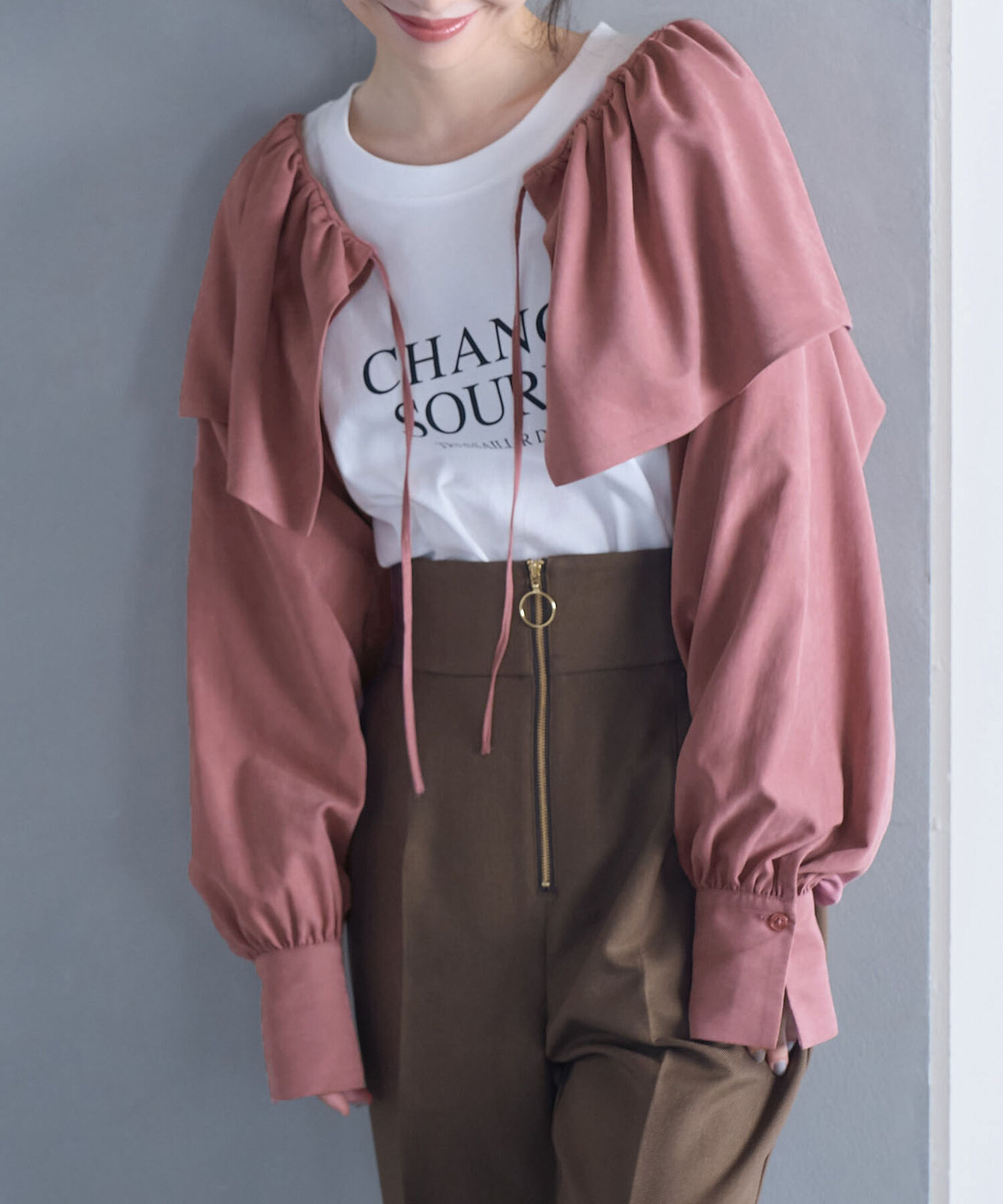 VIS「【上下2WAY】ピーチ起毛ブルゾン」|ブルゾン・スタジャン|ピンク系(65)