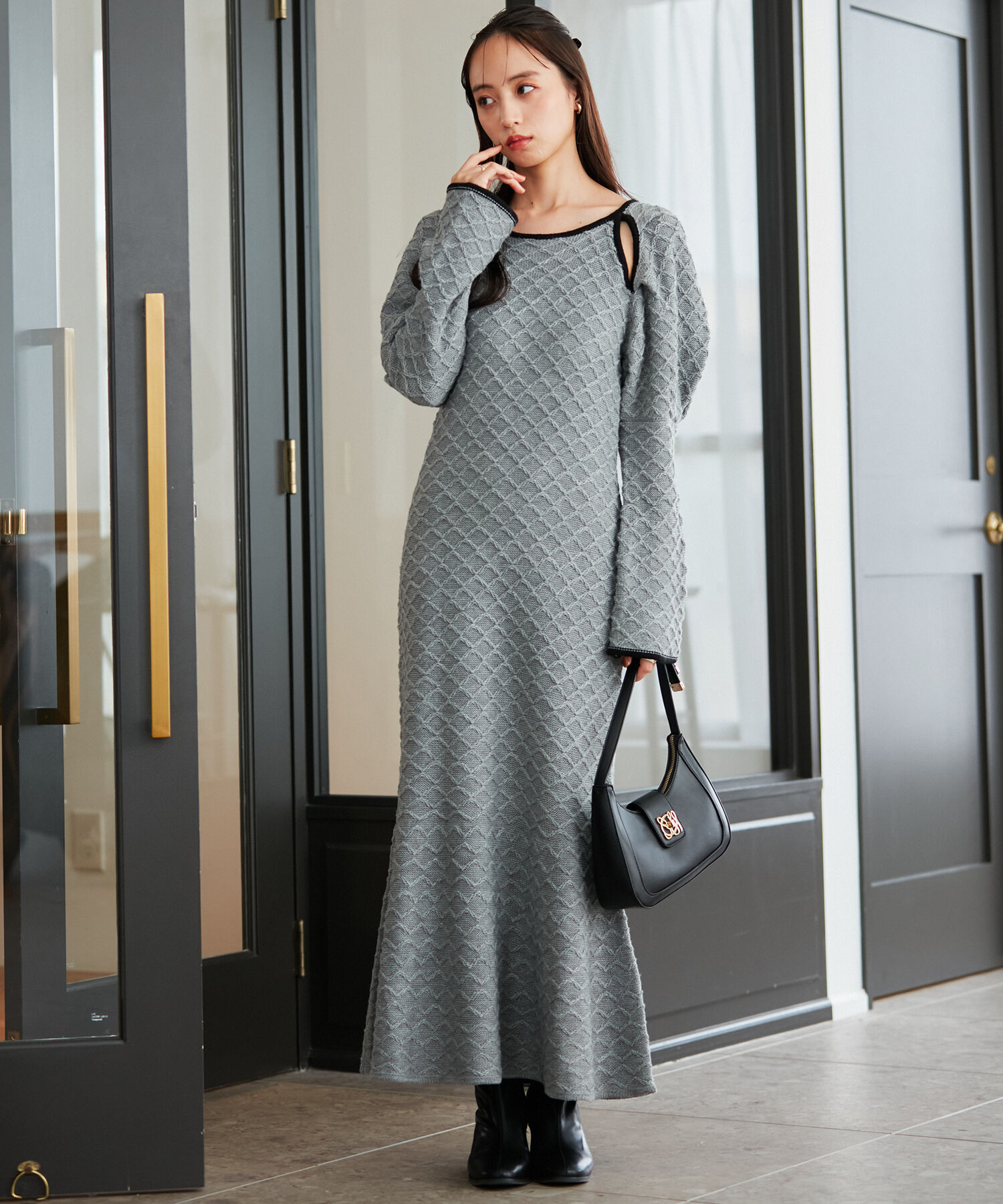 VIS「【ご好評につき追加生産】ハンドルリボンワンショルダーバッグ【180℃美人見え】」|ハンドバッグ|