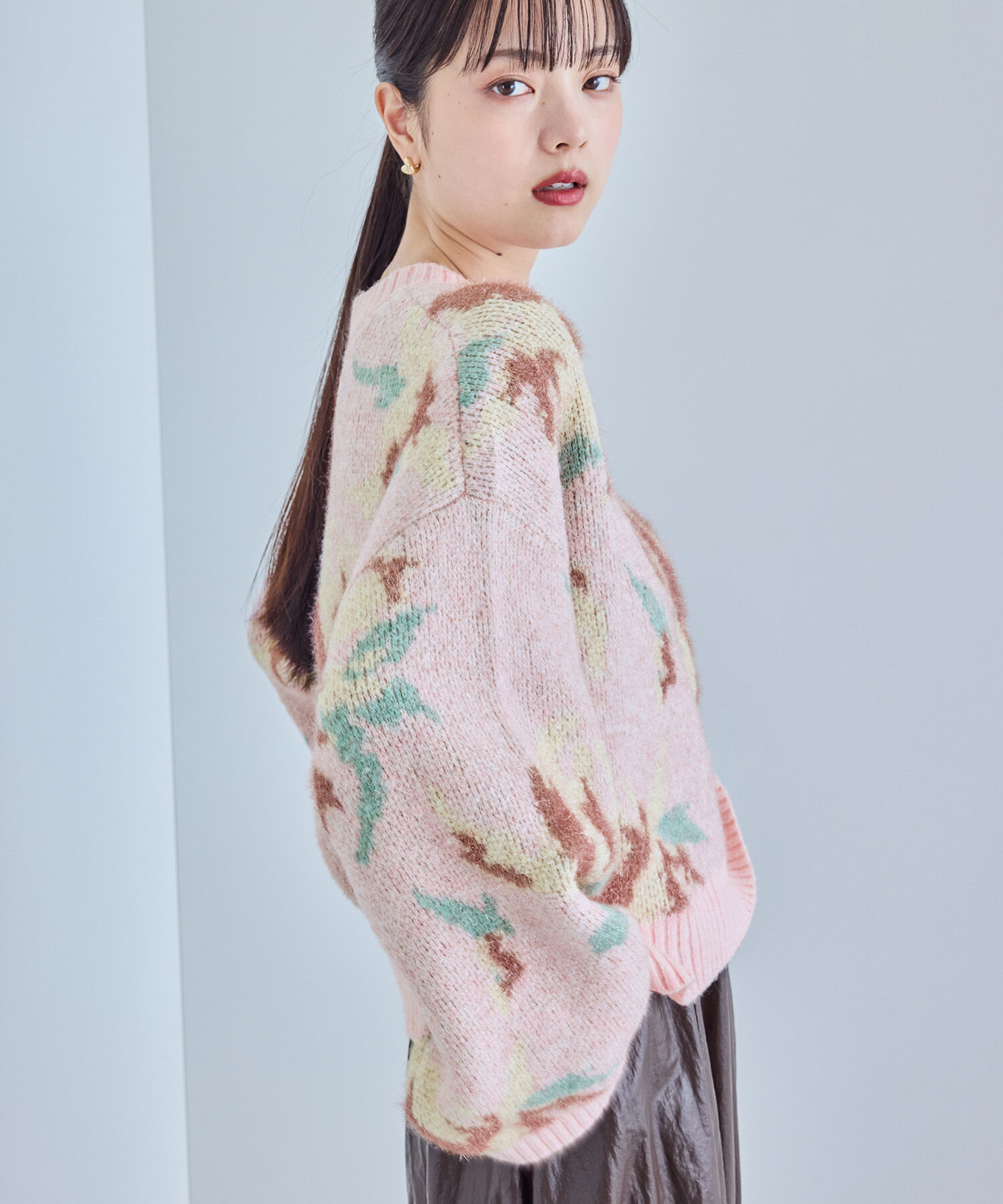 VIS「フラワージャガードニットプルオーバー」|ニット・セーター|