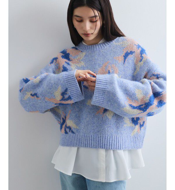 VIS「フラワージャガードニットプルオーバー」|ニット・セーター|
