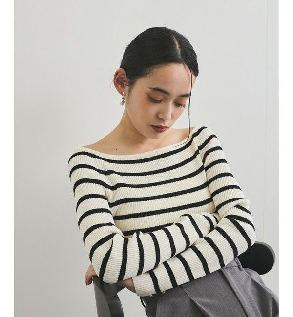 VIS「ワイドスクエアネックニット」|ニット・セーター|