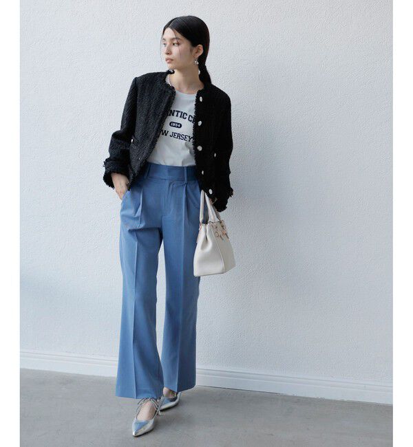 VIS「ツイードノーカラージャケット」|ノーカラージャケット|