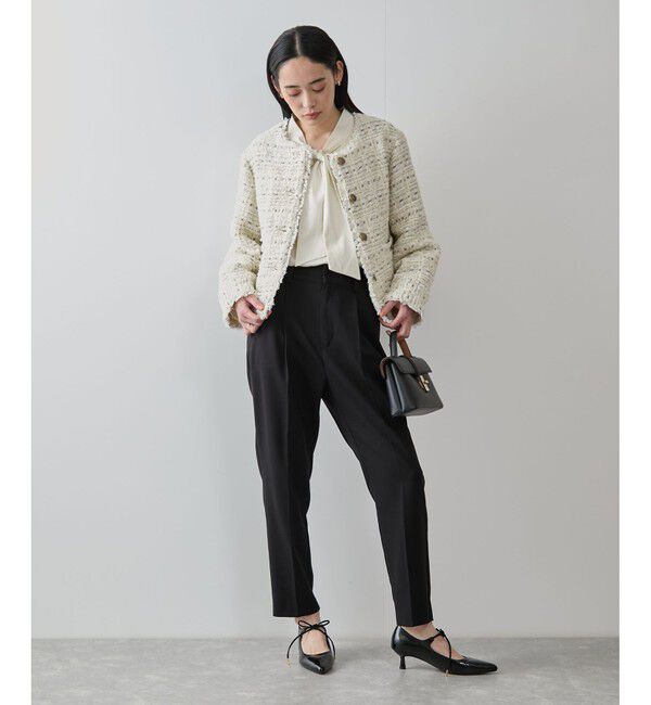 VIS「ツイードノーカラージャケット」|ノーカラージャケット|