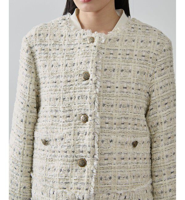 VIS「ツイードノーカラージャケット」|ノーカラージャケット|