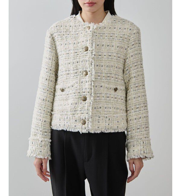 VIS「ツイードノーカラージャケット」|ノーカラージャケット|