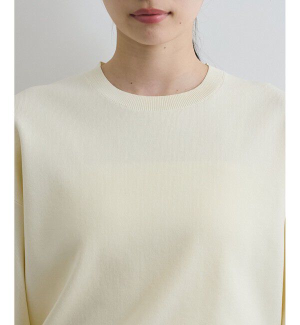 VIS「【洗える/アンチピリング】シルバー釦アクセントスリーブクルーネックニット」|ニット・セーター|