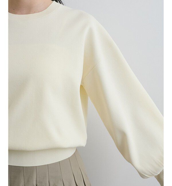 VIS「【洗える/アンチピリング】シルバー釦アクセントスリーブクルーネックニット」|ニット・セーター|