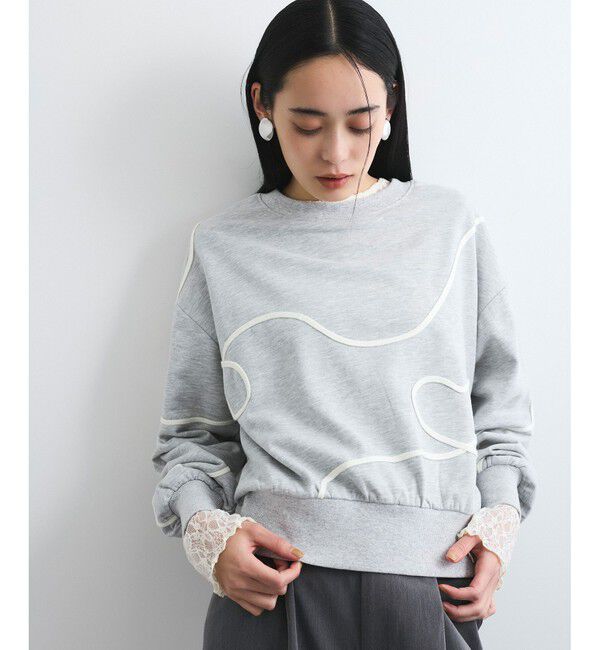 VIS「【洗える】ハート＆リボンコード刺繍スウェット」|スウェット・ジャージ|