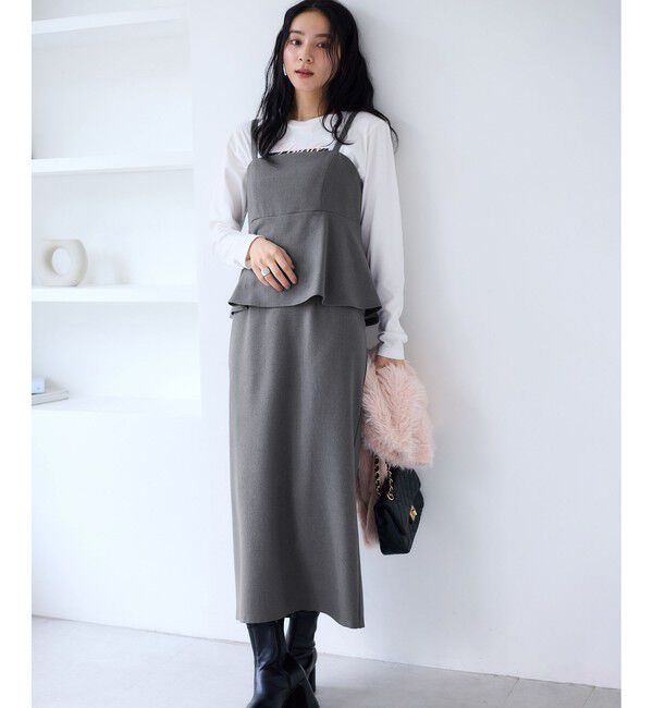 VIS「【WEB限定】【美easy】ウーリッシュ ペプラム切替キャミワンピース【洗える】」|ワンピース|