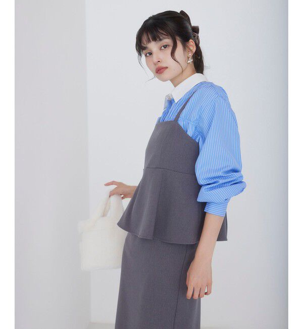 VIS「【WEB限定】【美easy】ウーリッシュ ペプラム切替キャミワンピース【洗える】」|ワンピース|