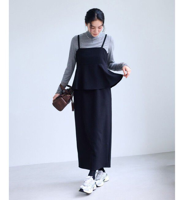 VIS「【WEB限定】【美easy】ウーリッシュ ペプラム切替キャミワンピース【洗える】」|ワンピース|