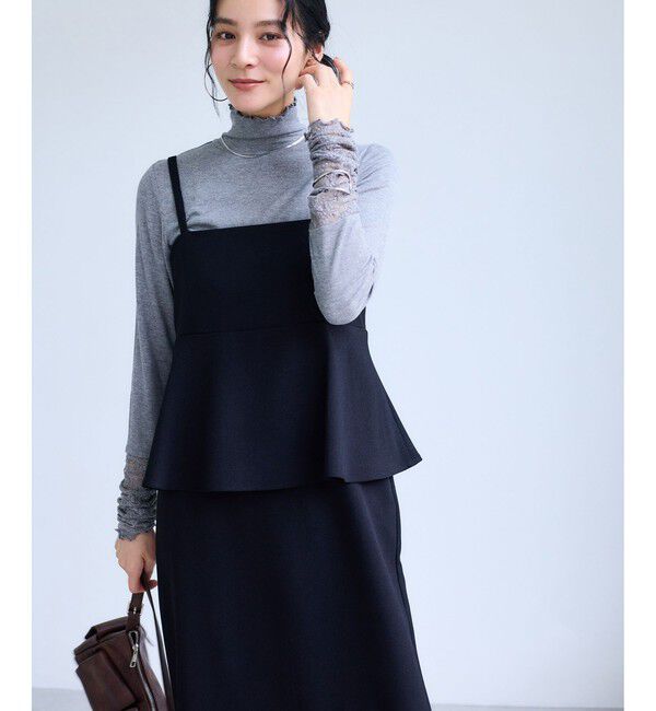 VIS「【WEB限定】【美easy】ウーリッシュ ペプラム切替キャミワンピース【洗える】」|ワンピース|