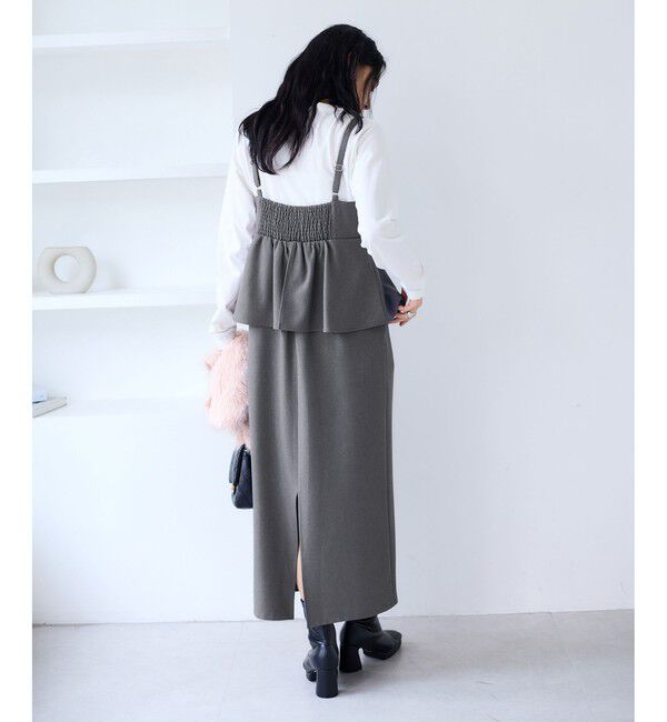 VIS「【WEB限定】【美easy】ウーリッシュ ペプラム切替キャミワンピース【洗える】」|ワンピース|