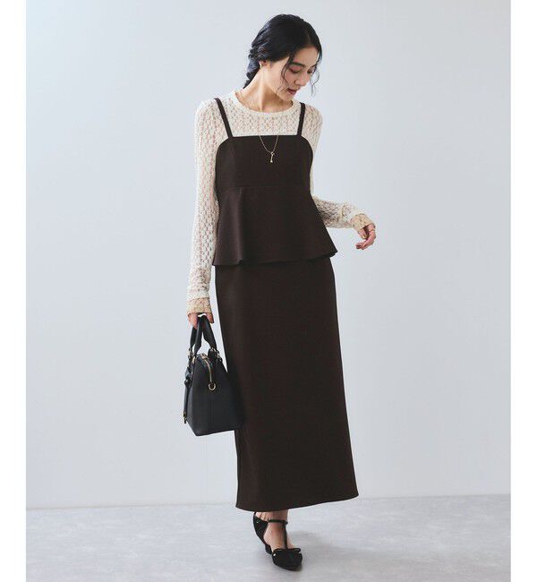 VIS「【WEB限定】【美easy】ウーリッシュ ペプラム切替キャミワンピース【洗える】」|ワンピース|