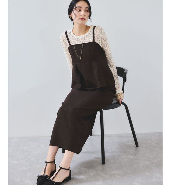 VIS「【WEB限定】【美easy】ウーリッシュ ペプラム切替キャミワンピース【洗える】」|ワンピース|