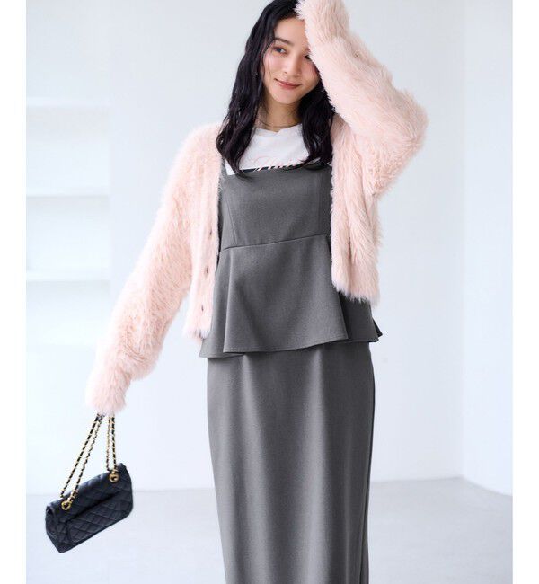 VIS「【WEB限定】【美easy】ウーリッシュ ペプラム切替キャミワンピース【洗える】」|ワンピース|