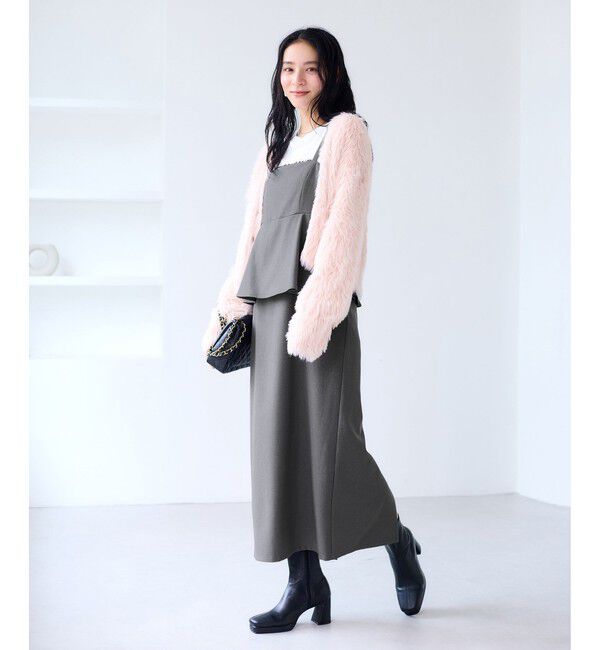 VIS「【WEB限定】【美easy】ウーリッシュ ペプラム切替キャミワンピース【洗える】」|ワンピース|