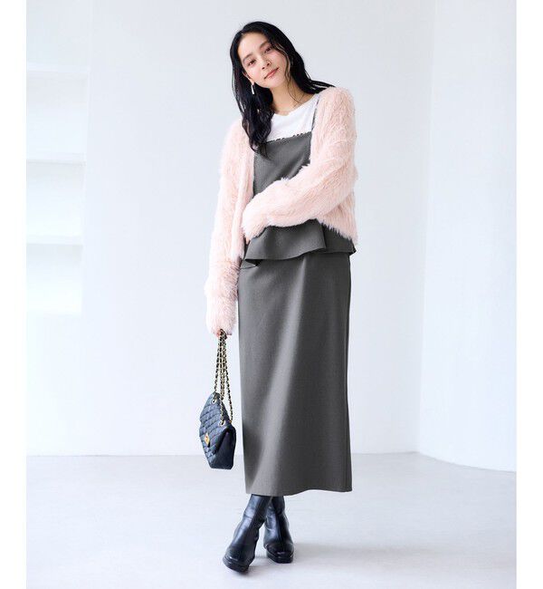 VIS「【WEB限定】【美easy】ウーリッシュ ペプラム切替キャミワンピース【洗える】」|ワンピース|