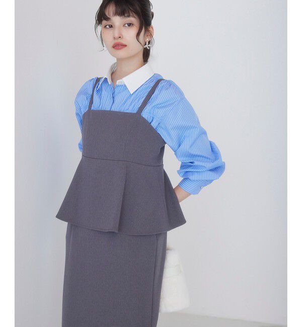 VIS「【WEB限定】【美easy】ウーリッシュ ペプラム切替キャミワンピース【洗える】」|ワンピース|